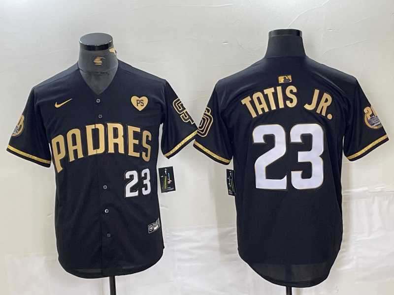Men's San Diego Padres #23 Fernando Tatis Jr Black Gold With Patch Cool Base Stitched Baseball Jersey,We sell and wholesale Men's San Diego Padres #23 Fernando Tatis Jr Black Gold With Patch Cool Base Stitched Baseball Jersey on line form chian!